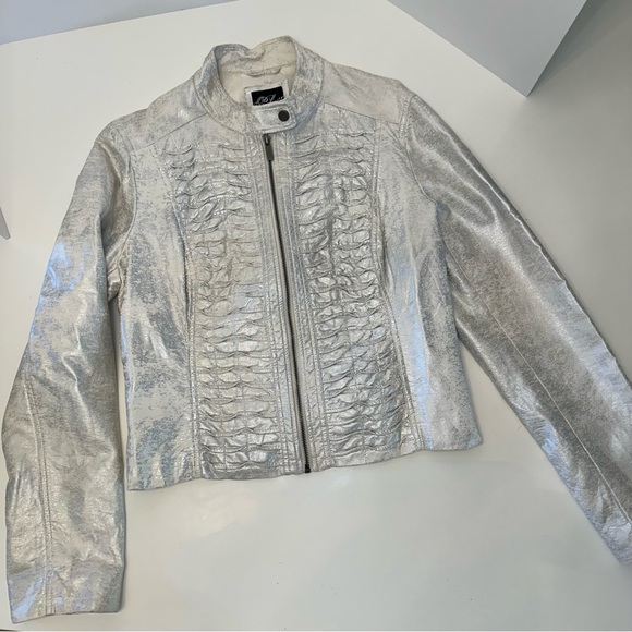 Blank Noir Faux Leather Jacket metallic silver XL - Picture 1 of 10
